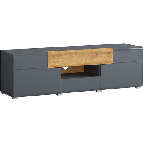 Mobile TV 2 ante 2 cassetti Jules grigio e marrone 159cm (1/5)