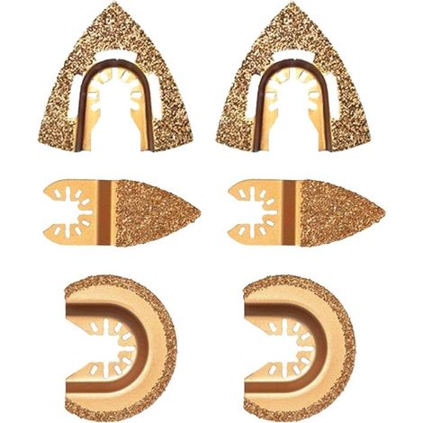 Lot de 6 lames de scie oscillantes en carbure de diamant - En demi-cercle triangulaire - Universelles - En carbure - Pour scies mixtes - Pour joints