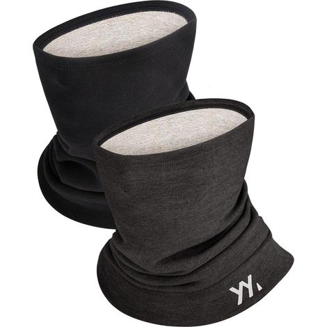 Schlauchschal Damen Herren Fleece Modal-Wolle Mix Thermo Halswärmer Winddicht Schwarz & Schwarzgrau (1/5)