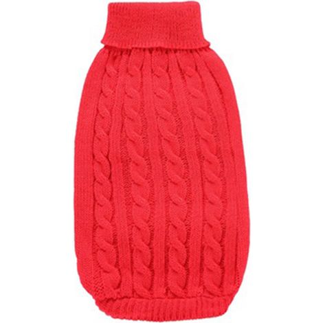Pull-over Pour Chien - Tricot Torsadé Solide - Chaud Hiver Automne - Adapté Activités Extérieures - Taille Unique Disponible (1/5)