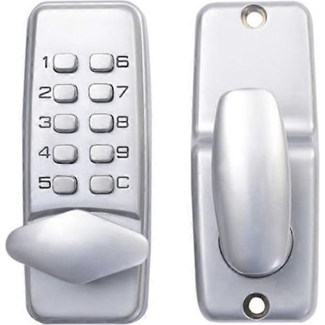 Verrou numérique à clavier mécanique code digital pour porte, serrure à mot de passe étanche, poignée de sécurité extérieure, sans clé, fixation murale robuste (1/4)