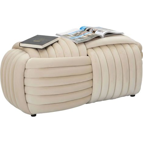 Dmora - Panca Calcea, Panchina multiuso, Seduta per ospiti, Cassapanca multifunzione, 90x45 h45 cm, Crema