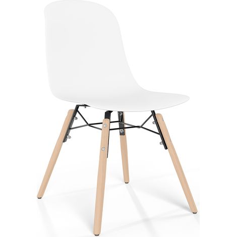 Esszimmerstuhl mit Beinen aus natürlichem Holz – Moderner Stil und Funktionalität -Broly Weiß