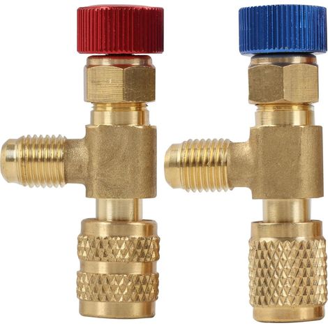 2 Pièces adaptateurs de remplissage réfrigérant R410A R22 avec Valve de Sécurité et Coupleur, Valve de Réfrigérant R410a R22, Adaptateur de Refrigerant, pour une Utilisation Facile et Efficace (1/5)