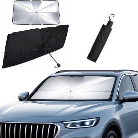 Parasol plegable para coche, Aislamiento térmico y protección UV para el interior, Parasol con cordón ajustable, SUV y camionetas (1/5)