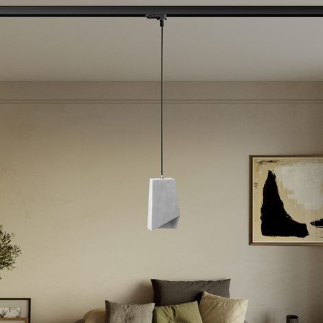 Creative Cables - Suspension sur rail avec abat-jour en béton Prisma - Ampoule incluse