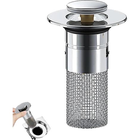 Abflusssieb aus Edelstahl, Spülbeckenstöpsel-Einsatz für Badezimmer und Küchen (Silber) (1/3)