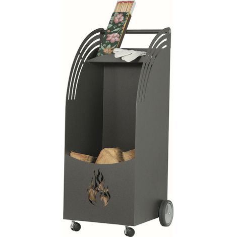 Porte-bûches à roulettes Tavik Anthracite Edilinox (1/3)