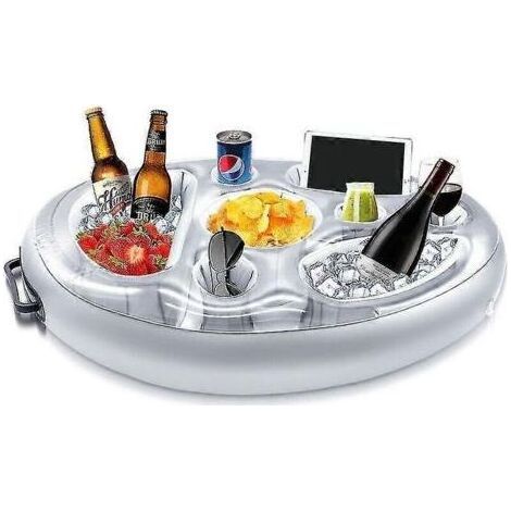 Porte-gobelet gonflable, bar flottant à 8 trous pour piscine, porte-gobelet pour salade de fruits, accessoires pour adultes pour piscine, plage, fête (1/5)