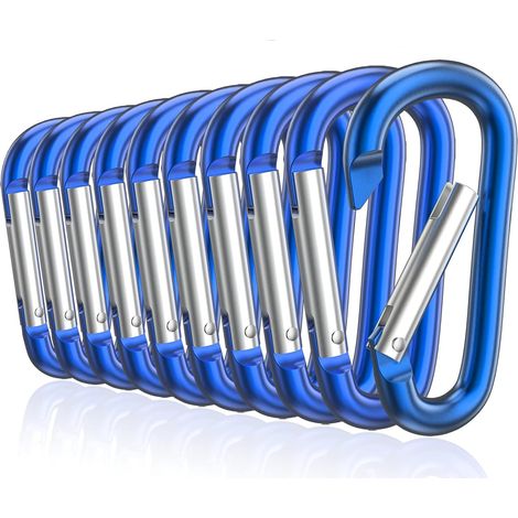 10-pack of blue 7.6cm aluminum D-ring keychains,It is the ideal choice for you.