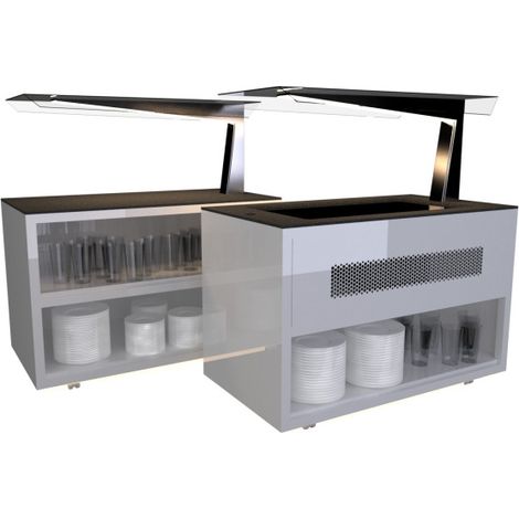 Buffet Portatif Chaud - 700 mm - 2 Bacs GN 1/1 - Noir - Sayl (1/4)