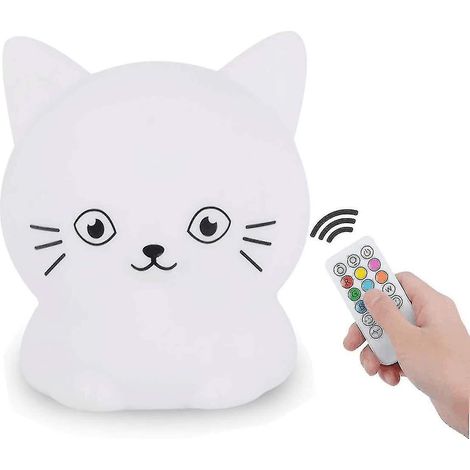 Veilleuse pour enfants, lampe de chevet portable en silicone, lumière multicolore avec télécommande, protection des yeux (1/3)
