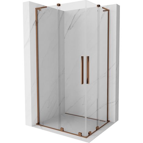 Mexen Velar L Duo cabina doccia scorrevole 100 x 90 cm, trasparente, oro rosa - 871-100-090-02-03-60 (1/5)