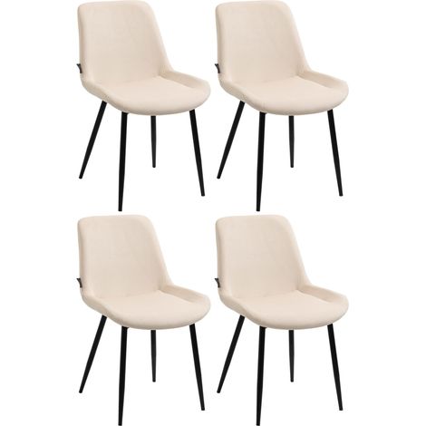 Conjunto de 4 sillas de comedor de diseño modernas y cómodas en terciopelo crema y metal negro mate 100007332 (1/5)