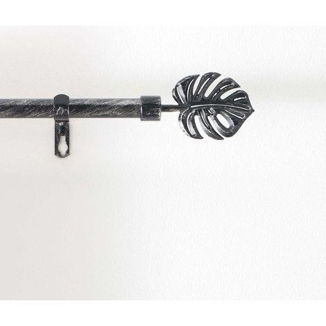 Kit tringle extensible 120 à 210 cm patiné Tropi noir argent (1/4)