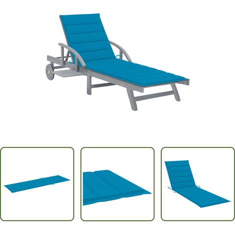 Chaise longue bois - Chaise longue de jardin avec coussin Bois d'acacia solide (1/5)