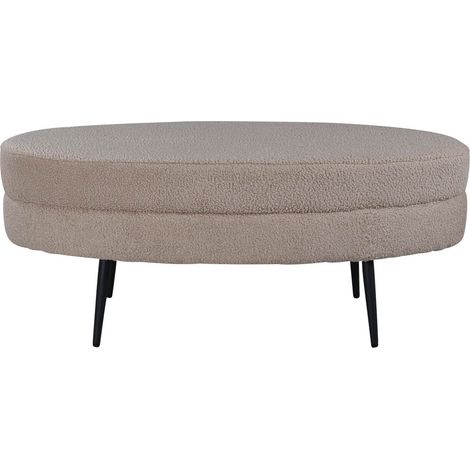 Otto Pouf, Hocker Teddystoff beige, schwarz. (1/4)
