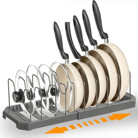 Kitchen Drawer Organizer for Pots and Lids – Adjustable Rack With 9 Compartments for Kitchen Utensils (1/5)