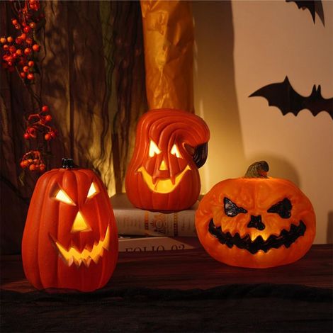 3er-Set Halloween-Dekorationen in Form eines Kürbisses (Jack O' Lantern), dekorative Lichterkette, Batterien nicht enthalten, für den Innen- und Außenbereich, Halloween-Partydekoration (1/5)