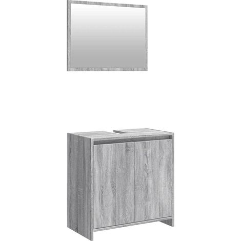 Maison Exclusive - 2-tlg. Badmöbel-Set Grau Sonoma Holzwerkstoff