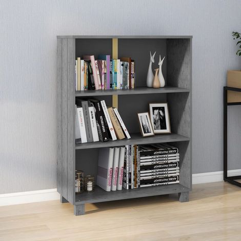 Bibliothèque, Étagère de Rangement, Meuble pour Dossier, Armoire de Rangement HAMAR Gris foncé 85x35x112 cm Bois de pin massif AXZ61303 (1/5)