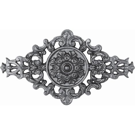 Deco Fer Forge – Palmette en fonte avec détail floral – Hauteur 130mm – Longueur 240mm – Fixation taraudage M6 pour portail ou portillon