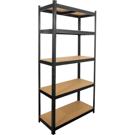 Étagère modulable charges lourdes - noire - en métal - 5 plateaux - 875 Kg - 180 x 90 x 40cm - rangement garage atelier cave