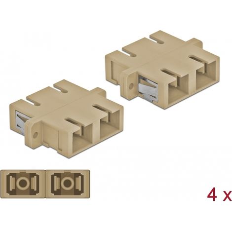 Delock Acoplador de Fibra Ãptica SC Duplex hembra a SC Duplex hembra Multimodo 4 piezas beige