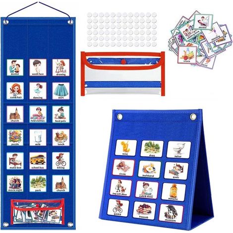 Visueller Stundenplan,visuelle Tagesablaufübersicht für Kinder mit 96 Fotokarten,Routine und Übergänge (blau)