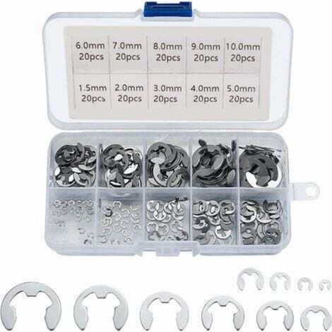 E Clip Anneau 304 Inox Circlips Exterieur Assortiment De Circlips 1.5/2/3/4/5/6/7/8/9/10Mm Divers Usages 200Pcs (1/4)