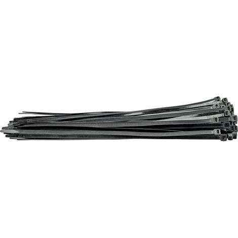 Lot de 100 serre-câbles en nylon Noir 7,6 x 400 mm