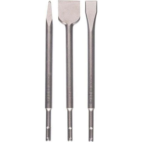 Accessories 3 pièces it de burins SDS plus (pour le béton et la maçonnerie, accessoires pour marteau burineur) Argent (1/4)