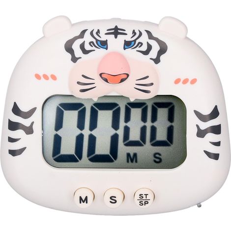 Digitaler Küchentimer mit Tiergeräusch-Alarm, Countdown- und Stoppuhrfunktion, Design: Weißer Tiger, für Küche und Bildungszwecke (1/5)