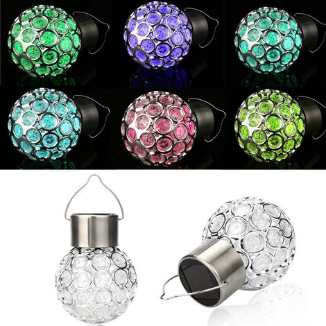 Luminaire Solaire Extérieur - Boule LED Rotative Suspendue pour Jardin et Camping - IP44 - 5 LED - 0,1 W - 10,5 x 8 cm (1/5)