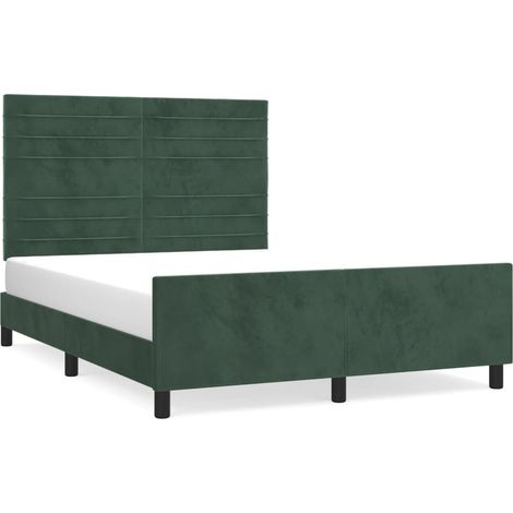 Lit double,Lit adulte,Cadre de lit sans matelas vert foncé 140x190 cm velours CFW5444810 (1/5)