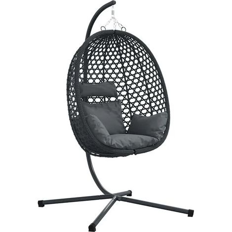 Fauteuil suspendu, gris anthracite et noir, 104 x 100 x 191 cm (1/5)
