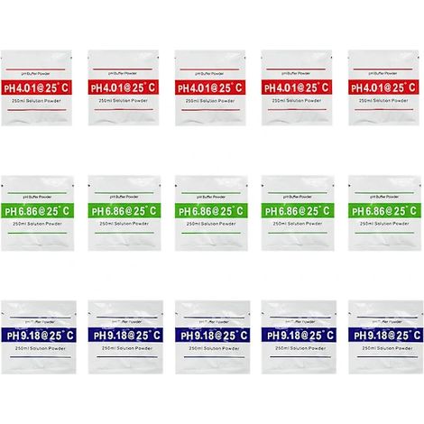 Ensemble de 3 types de poudre tampon pour l'étalonnage du pH-mètre avec hauteur de spot. (1/5)