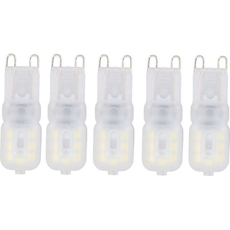 Cinque lampadine G9 da 14 LED, 3W luce bianca 6000K, 14 LED per pollice, attacco a doppio pin 110V, adatte per lampade da terra e lampade a sospensione. (1/5)