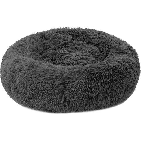 MINKUROW Cama Para Mascotas Para Gatos Y Perros Cama Redonda Para Perros De Felpa Cama Para Gatos En Forma De Rosquilla Color Y Tamaño Opcionales (Gris Oscuro, 50 Cm) (1/5)