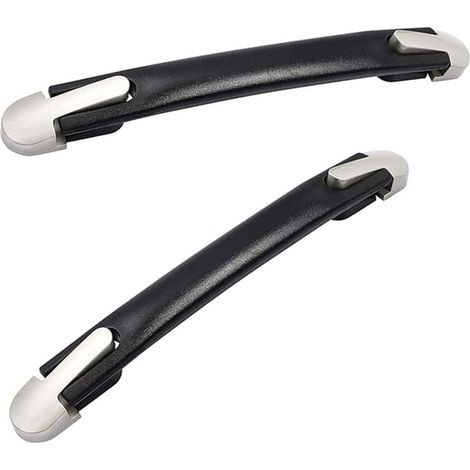 Lot de 2 Poignee Valise, 24cm, Noir, Plastique, Renfort, Bagage, Remplacement, Malle, Trolley, Universel (1/4)