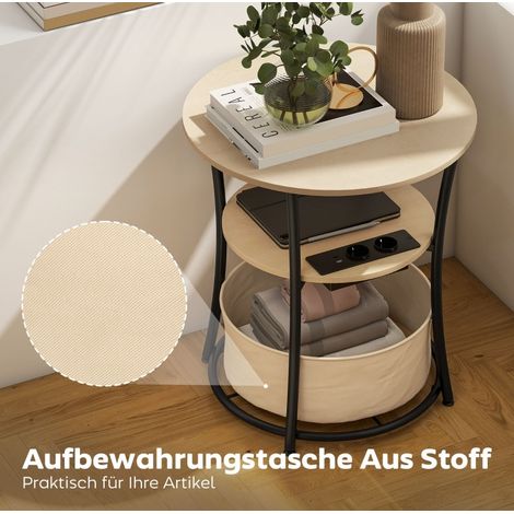 Runder Beistelltisch 50 x 50 x 55,1 cm aus Holz und Metall, naturfarben – MEUBLIV (1/5)