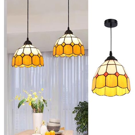 Plafonnier mosaïque en verre jaune E27  Ø20 cm
