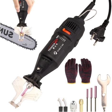 Kit d'affûteuse de chaînes de tronçonneuse sans fil 180W outil de meulage de moulin électrique à main affûteuse de chaîne à main (noir) (1/4)
