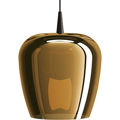 Zafferano Lampada a sospensione Bilia 230V LED 8W diametro 27 cm colore Nero e Bronzo, design in vetro borosilicato soffiato a bocca di alta qualità