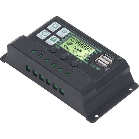 Régulateur de Contrôleur de Charge Solaire PWM, écran LCD Clair Contrôleur de Charge Solaire PWM 100A Mode de Charge en 3 étapes pour Batteries GEL AGM OUVERTES (1/5)