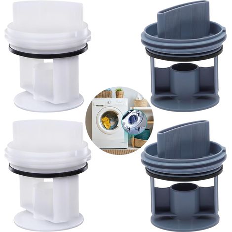 Lot de 4 filtres à peluches - Pièces de rechange pour la plupart des modèles de machine à laver et sèche-linge (bleu/blanc) (1/5)