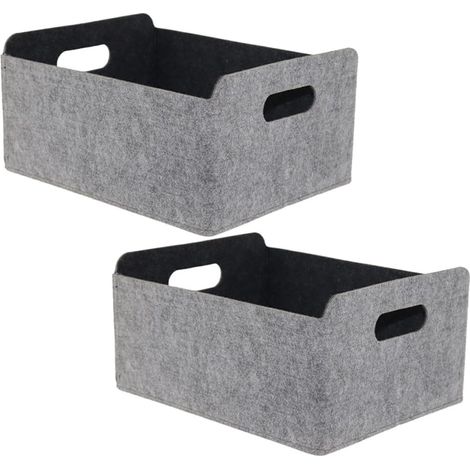Set di 2 cestini portaoggetti pieghevoli in feltro - Per armadi, librerie e cassetti - Grigio - 30,5 24 15 cm (1/5)