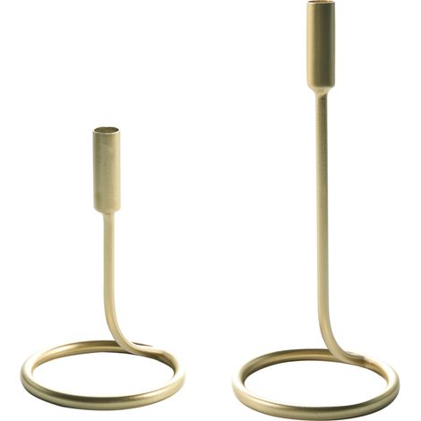 Conjunto de 2 candeleros de metal hierro dorado redondo minimalista moderno Bunyu