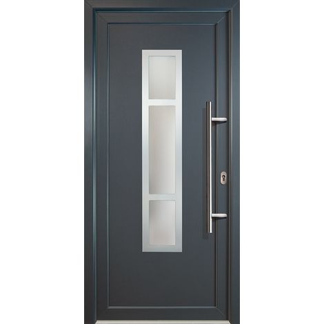 Meeth – Porte d'entrée acier 88cm – Hauteur 208cm – Sens d'ouverture tirant droit – Isolation thermique 1,6 Ud – Double vitrage isolant