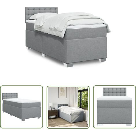 The Living Store Boxspringbett mit Matratze Hellgrau 100x200 cm Stoff - Boxspringbett - Doppelbett - Bettsystem - Schlafsofa - Lattenrost (1/5)
